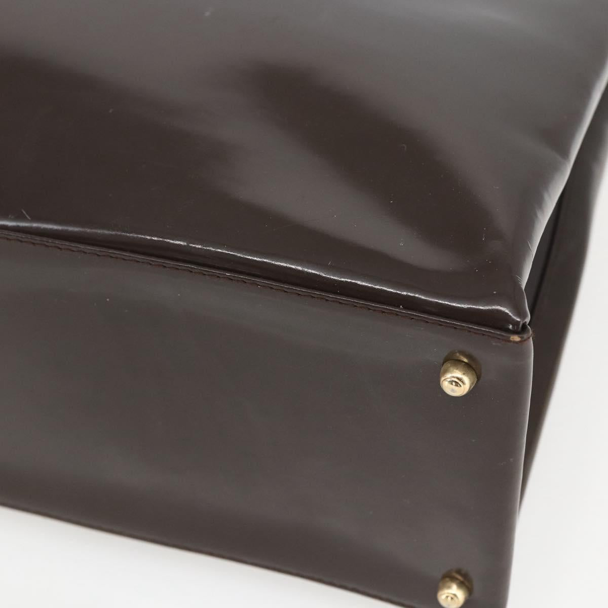 GUCCI Tote Bag Enamel Brown Gold Auth bs31888