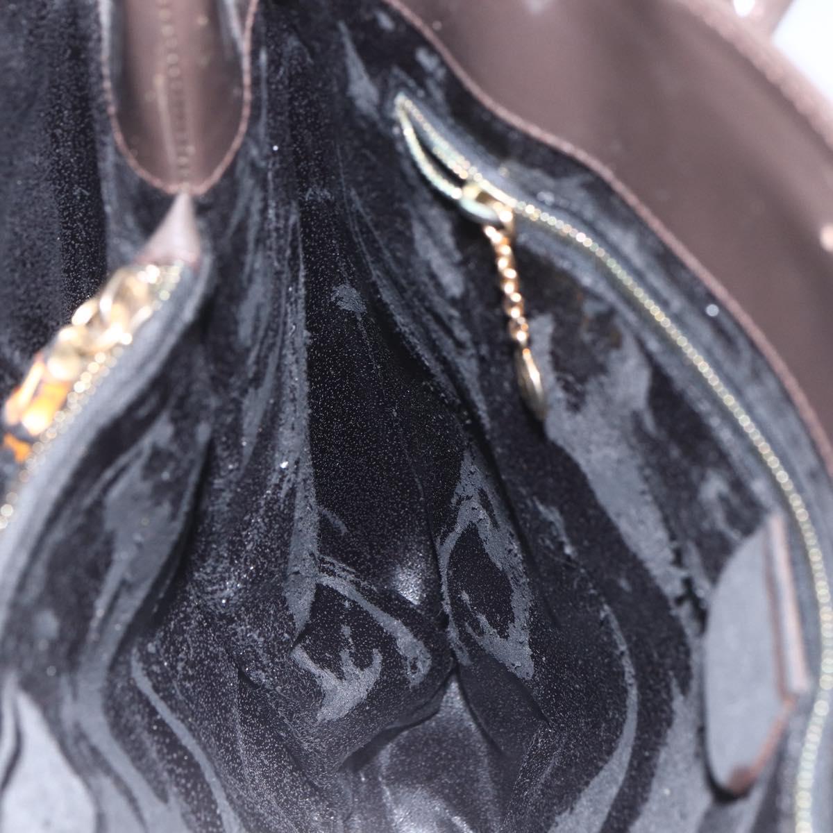 GUCCI Tote Bag Enamel Brown Gold Auth bs31888