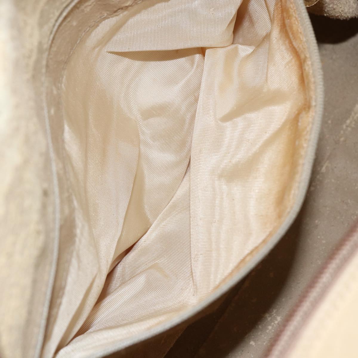 GUCCI Bamboo Hand Bag Leather 2way Beige Gold Auth bs31889