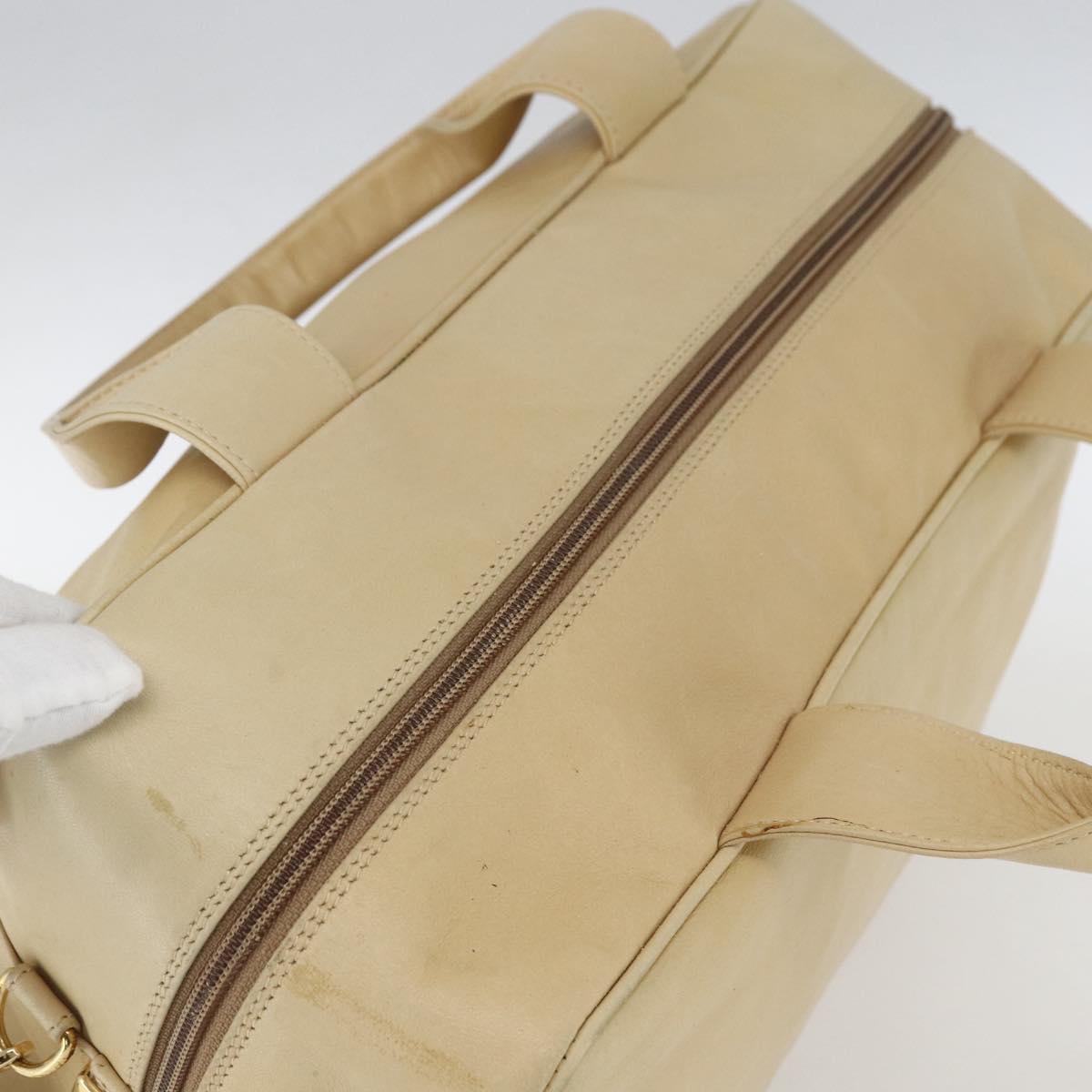 GUCCI Bamboo Hand Bag Leather 2way Beige Gold Auth bs31889