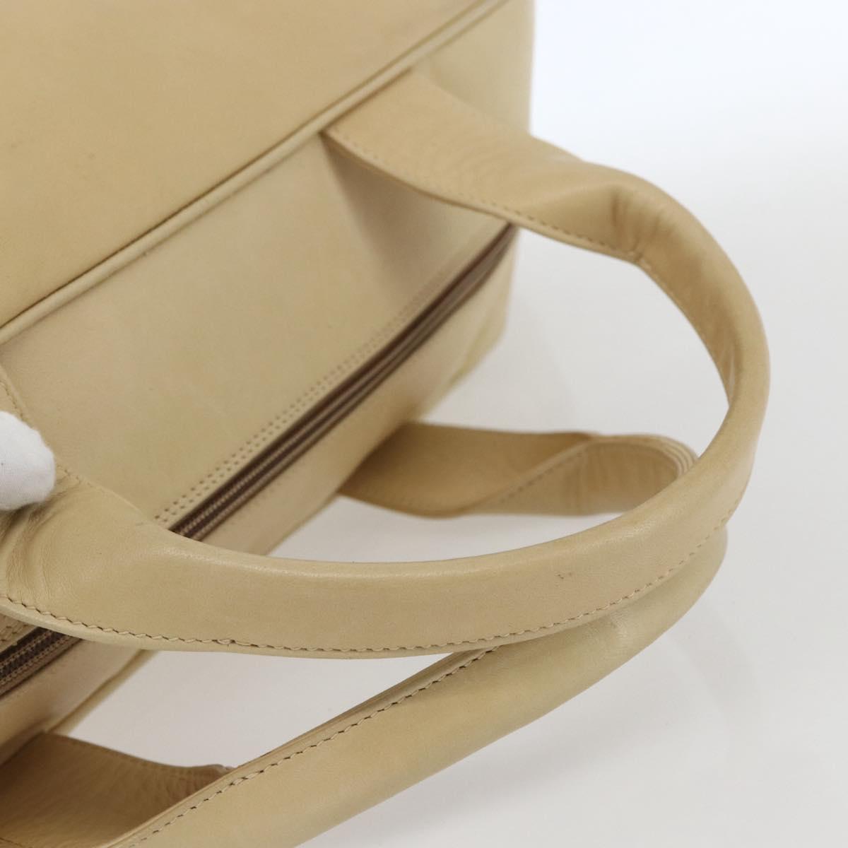 GUCCI Bamboo Hand Bag Leather 2way Beige Gold Auth bs31889