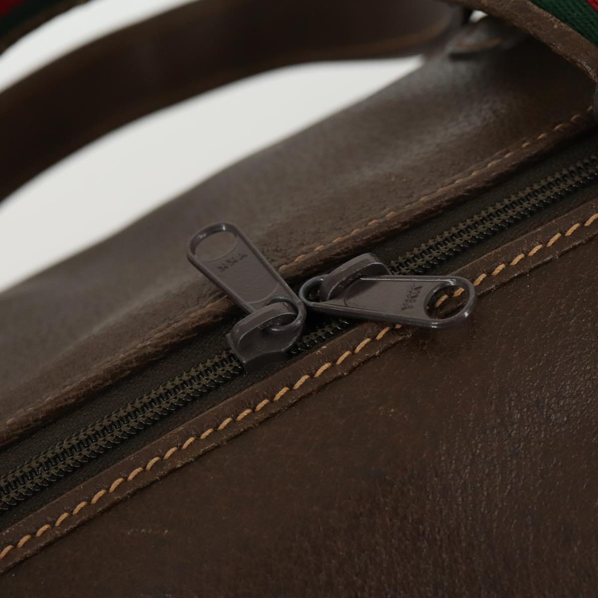 GUCCI Web Sherry Line Boston Bag Leather Brown Gold 40 002 548 33 Auth bs31890