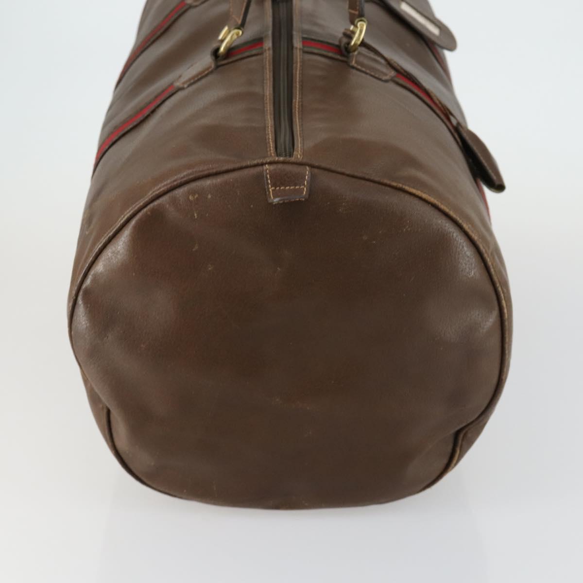 GUCCI Web Sherry Line Boston Bag Leather Brown Gold 40 002 548 33 Auth bs31890