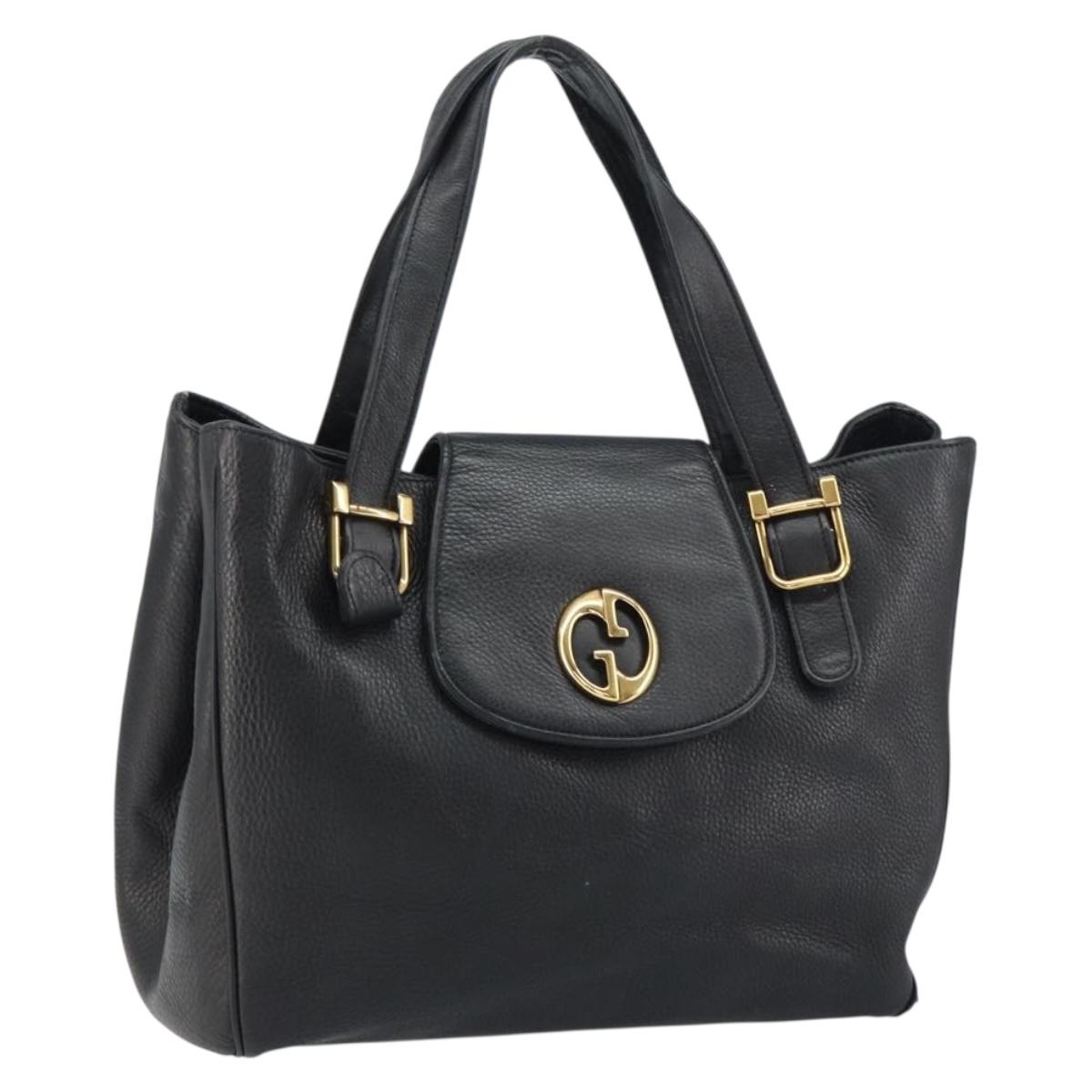 GUCCI Tote Bag Leather Black Gold 251826 Auth bs31891