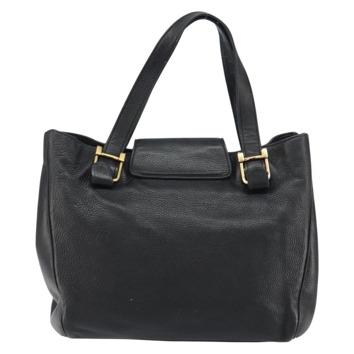 GUCCI Tote Bag Leather Black Gold 251826 Auth bs31891
