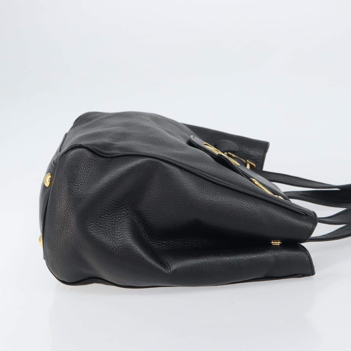 GUCCI Tote Bag Leather Black Gold 251826 Auth bs31891
