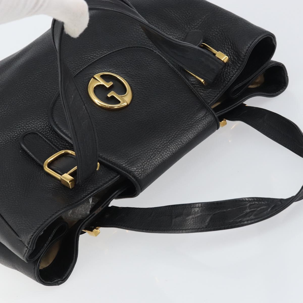 GUCCI Tote Bag Leather Black Gold 251826 Auth bs31891