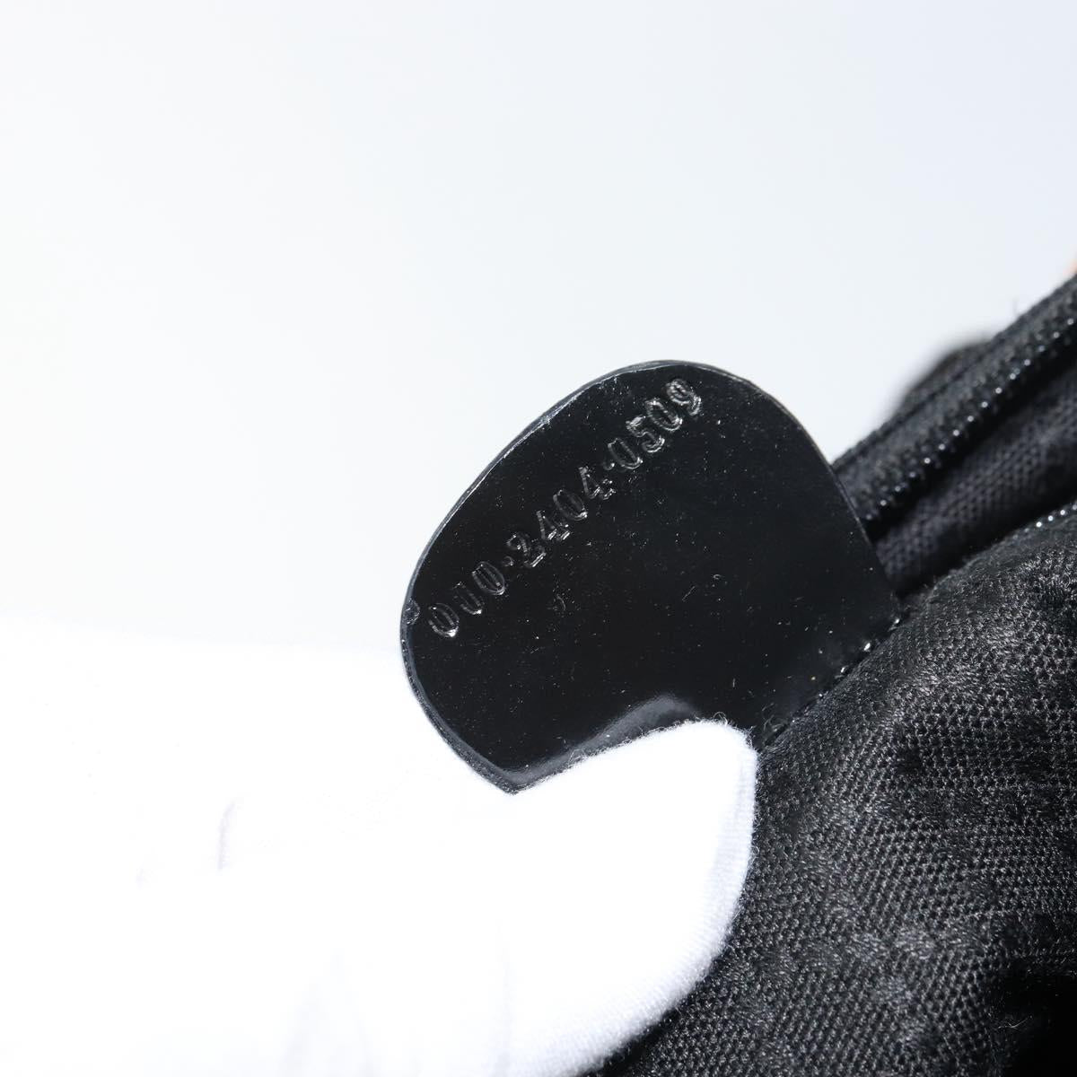GUCCI Bamboo Hand Bag Nylon Leather Black Silver 000 2404 0509 Auth bs31893