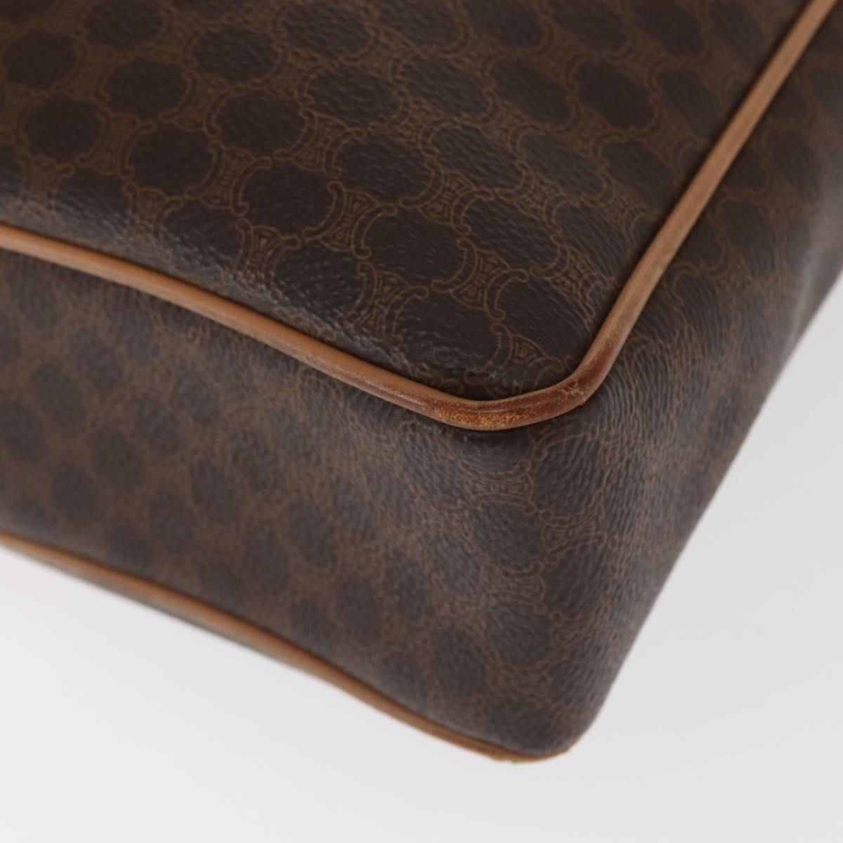 CELINE Macadam Canvas Business Bag PVC Leather Brown Gold Auth bs31895