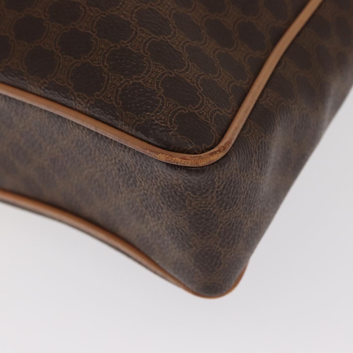 CELINE Macadam Canvas Business Bag PVC Leather Brown Gold Auth bs31895
