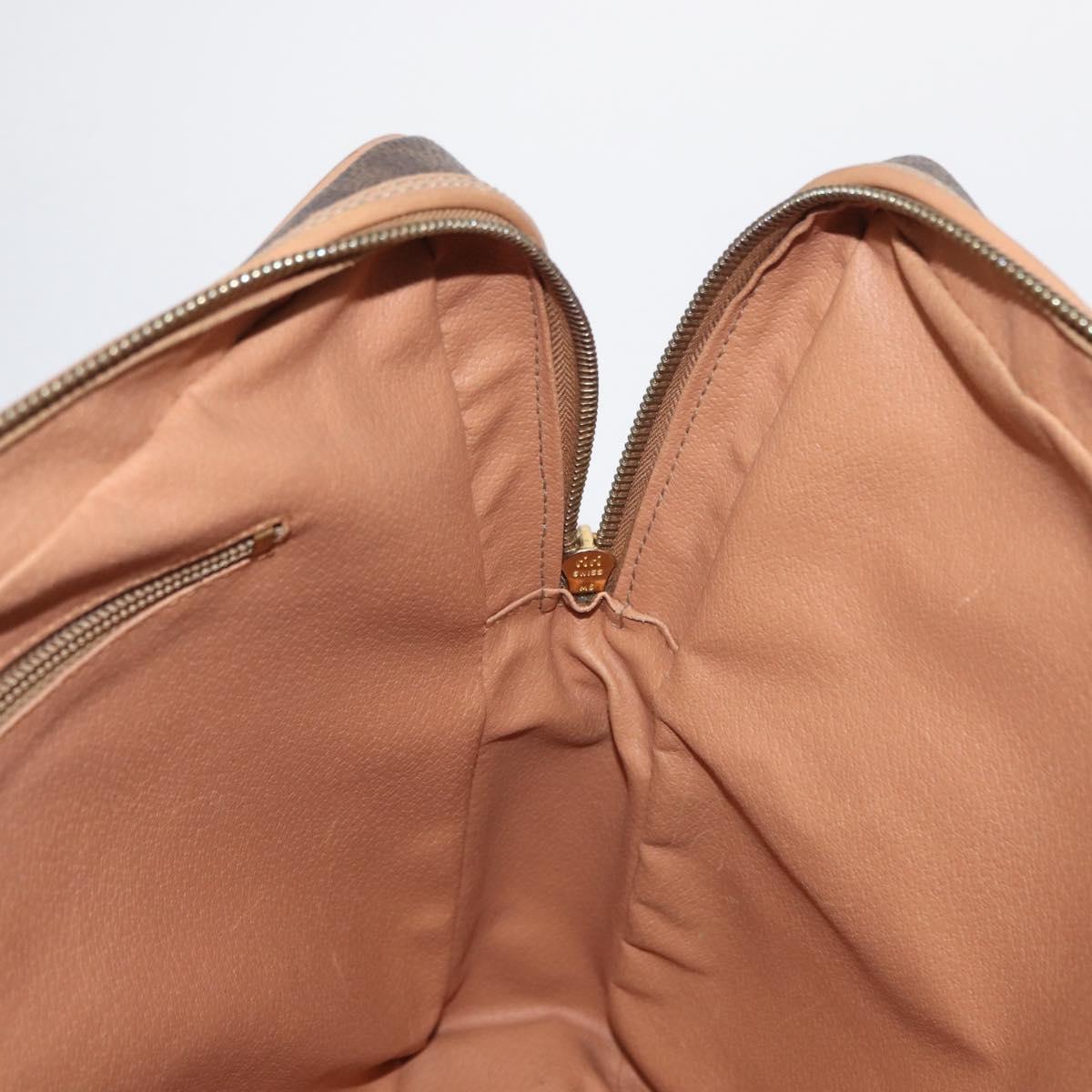 CELINE Macadam Canvas Business Bag PVC Leather Brown Gold Auth bs31895