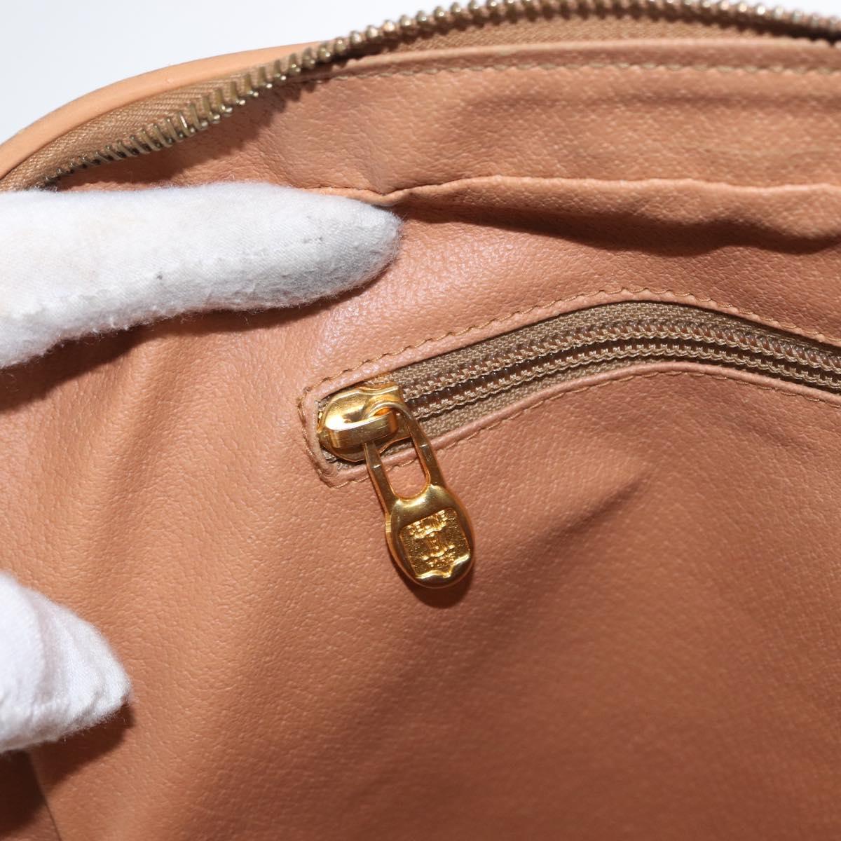 CELINE Macadam Canvas Business Bag PVC Leather Brown Gold Auth bs31895