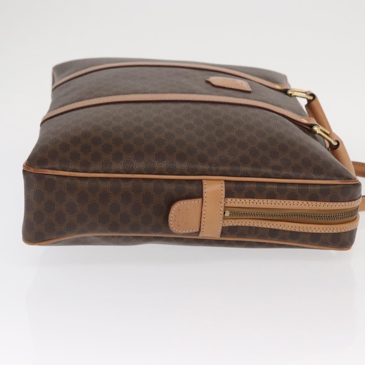CELINE Macadam Canvas Business Bag PVC Leather Brown Gold Auth bs31895