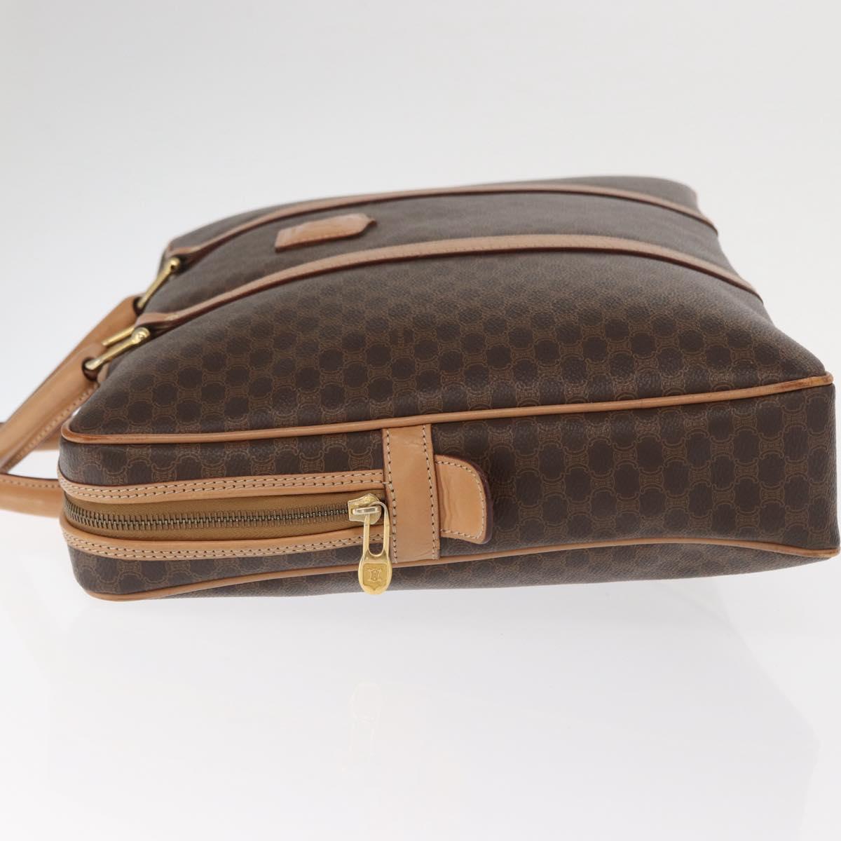 CELINE Macadam Canvas Business Bag PVC Leather Brown Gold Auth bs31895