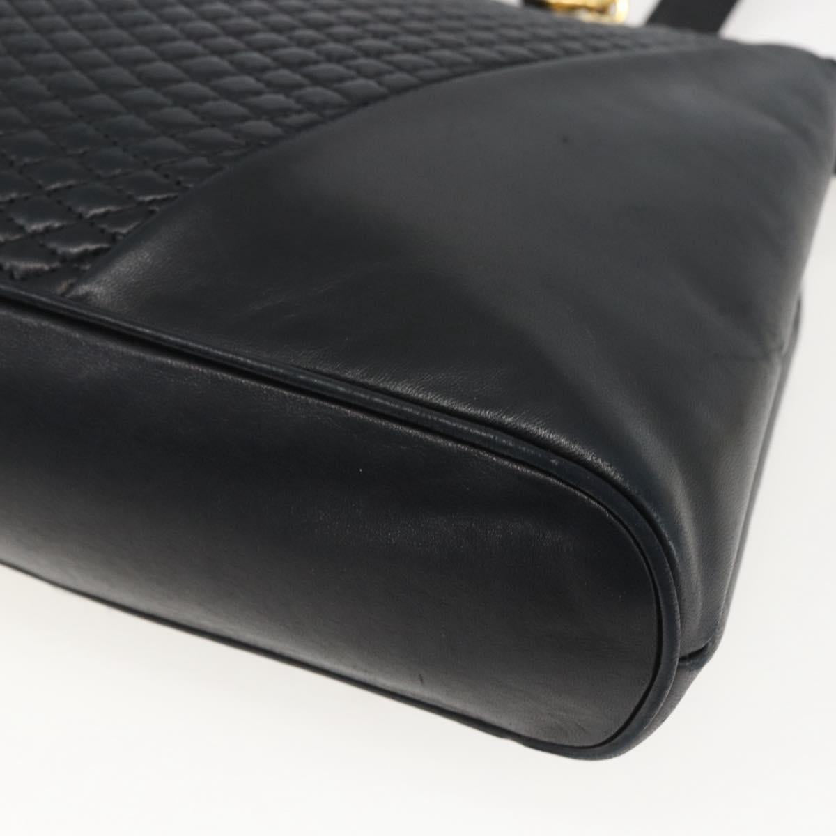 BALLY Tote Bag Leather Black Gold Auth bs31897
