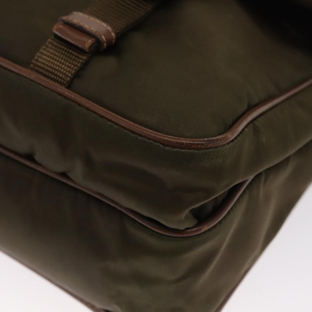 PRADA Shoulder Bag Nylon Khaki Silver Auth bs31899