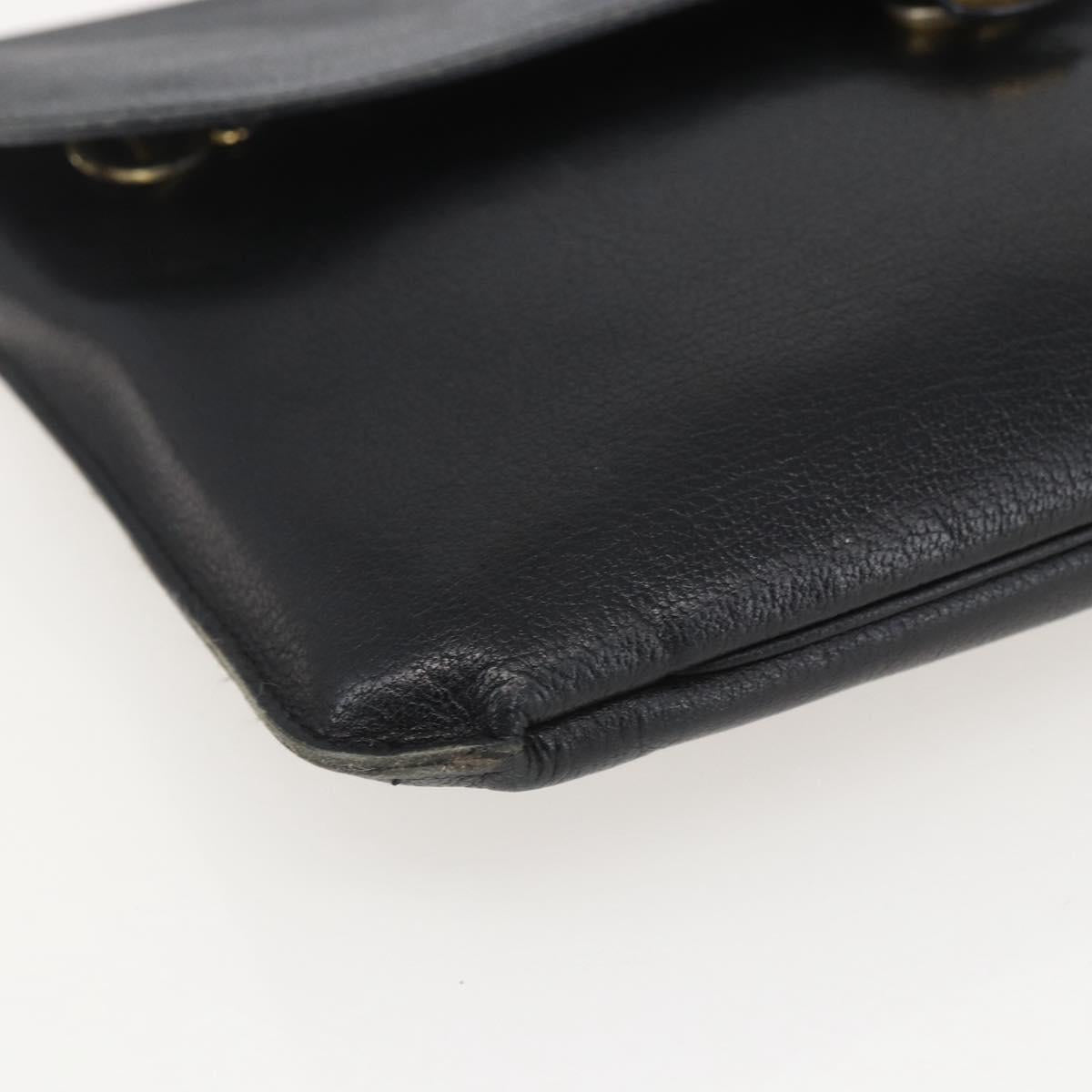 Christian Dior Shoulder Bag Leather Black Gold Auth bs31902