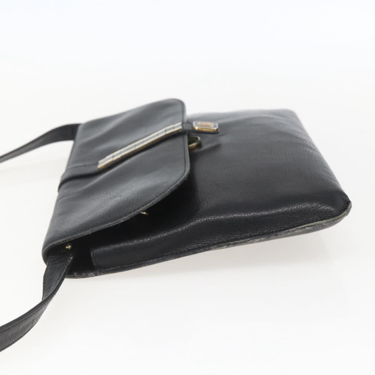 Christian Dior Shoulder Bag Leather Black Gold Auth bs31902