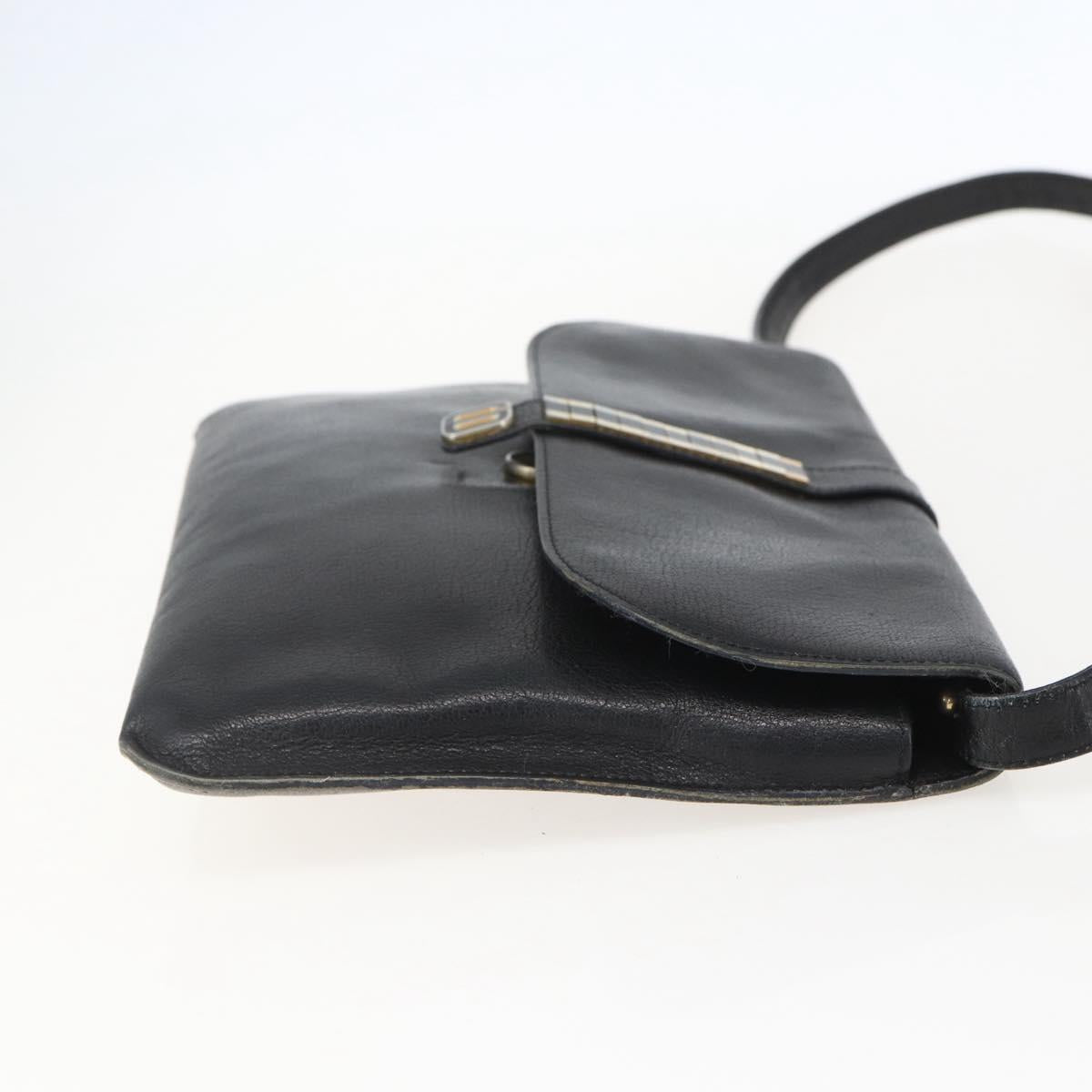 Christian Dior Shoulder Bag Leather Black Gold Auth bs31902