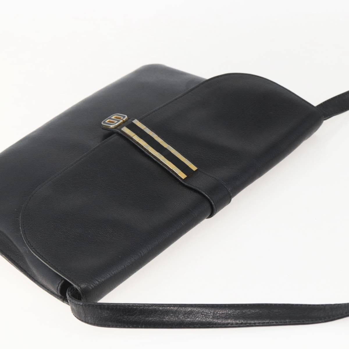 Christian Dior Shoulder Bag Leather Black Gold Auth bs31902