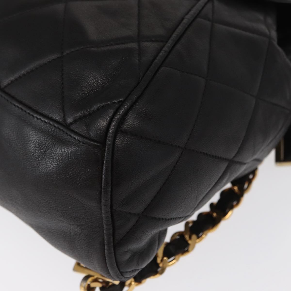 CHANEL Matelasse Backpack Lamb Skin Black Gold CC Auth bs31908