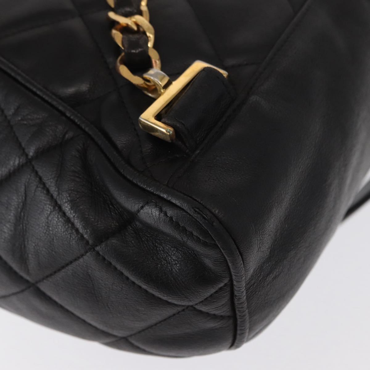 CHANEL Matelasse Backpack Lamb Skin Black Gold CC Auth bs31908