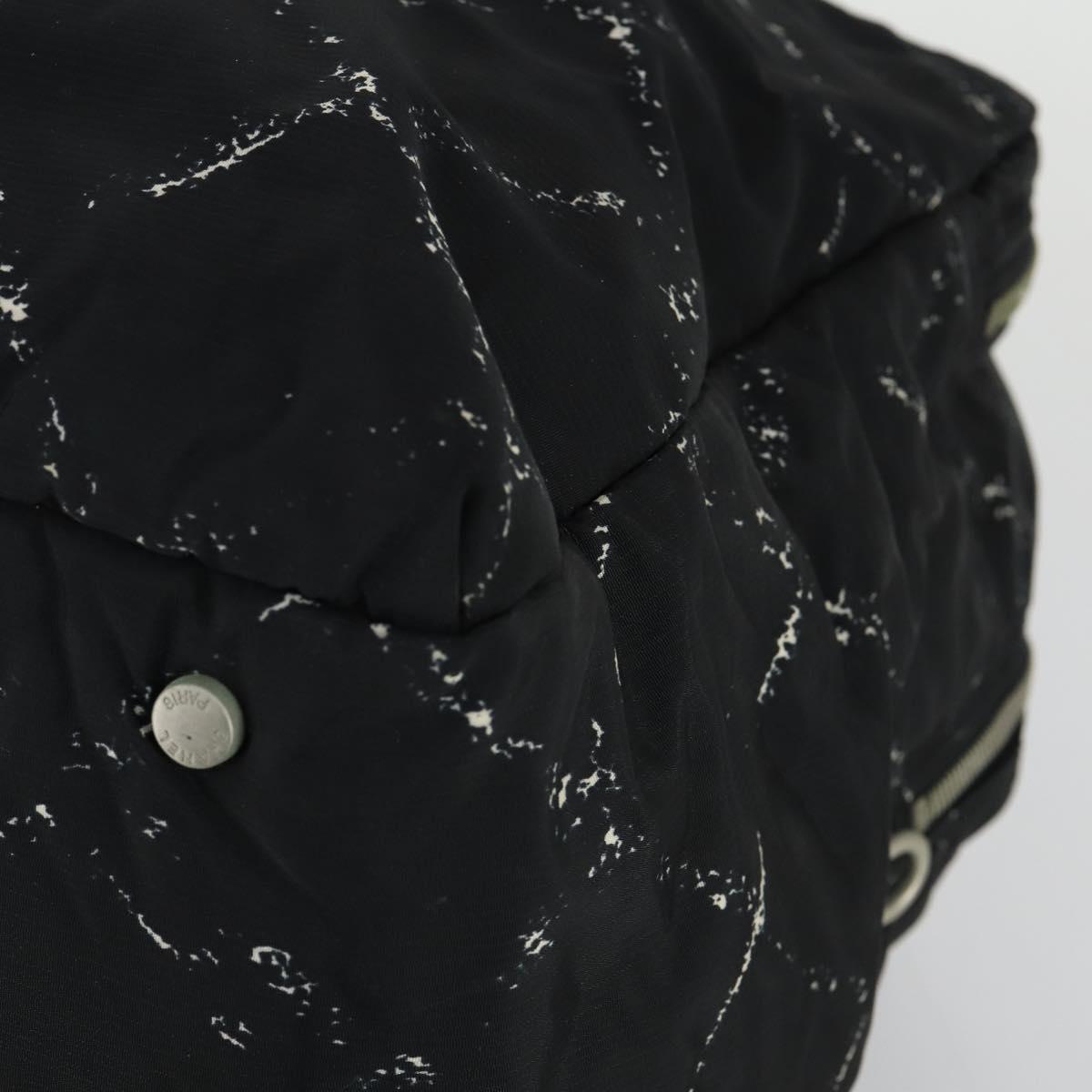 CHANEL Travel Line Boston Bag Nylon Black Silver CC Auth bs31912