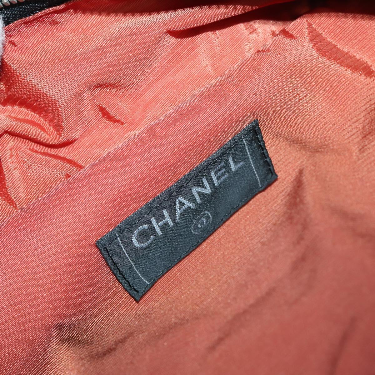 CHANEL Travel Line Boston Bag Nylon Black Silver CC Auth bs31912
