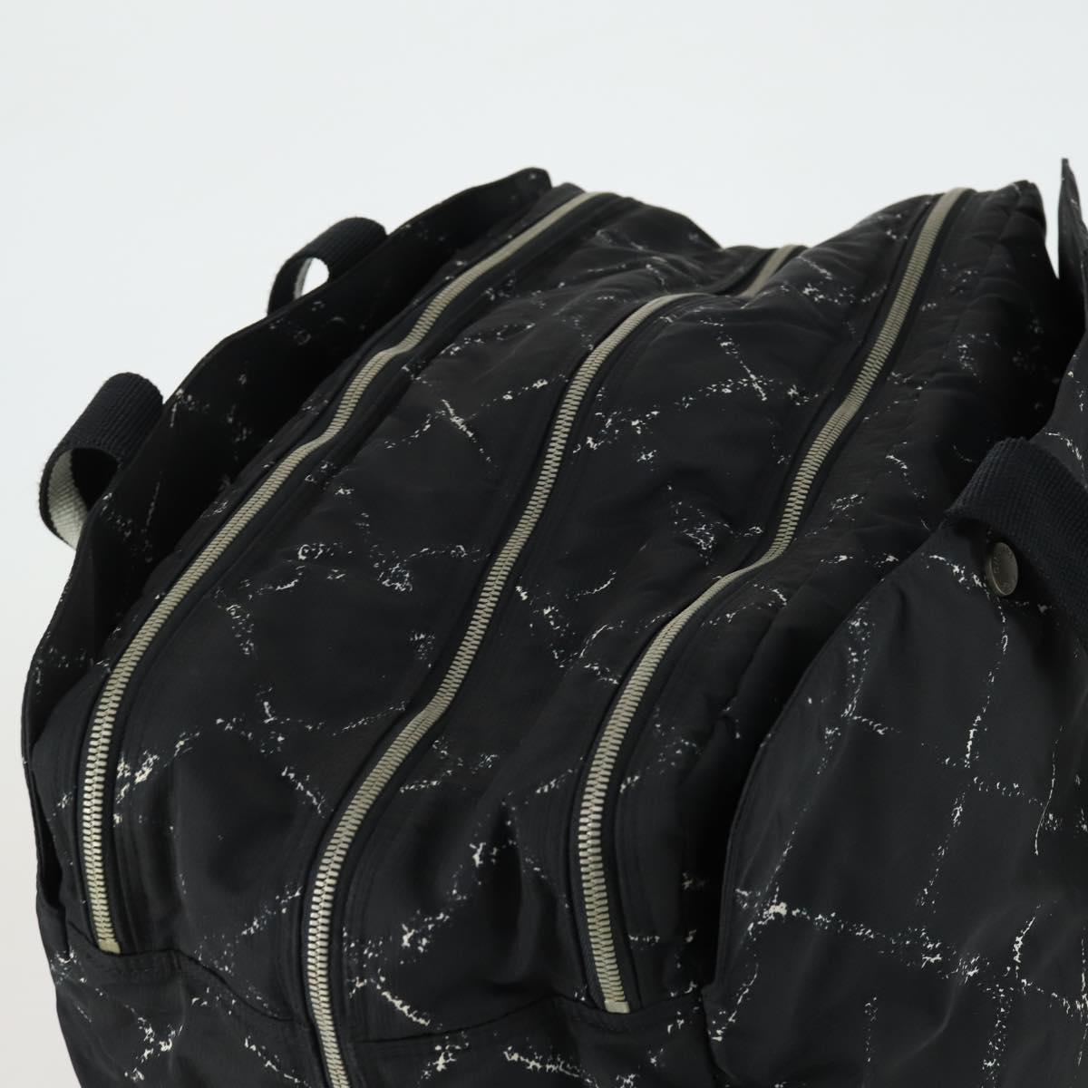 CHANEL Travel Line Boston Bag Nylon Black Silver CC Auth bs31912