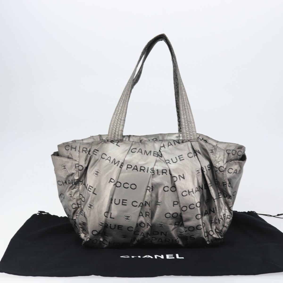 CHANEL Unlimited Tote Bag Nylon Silver CC Auth bs31915