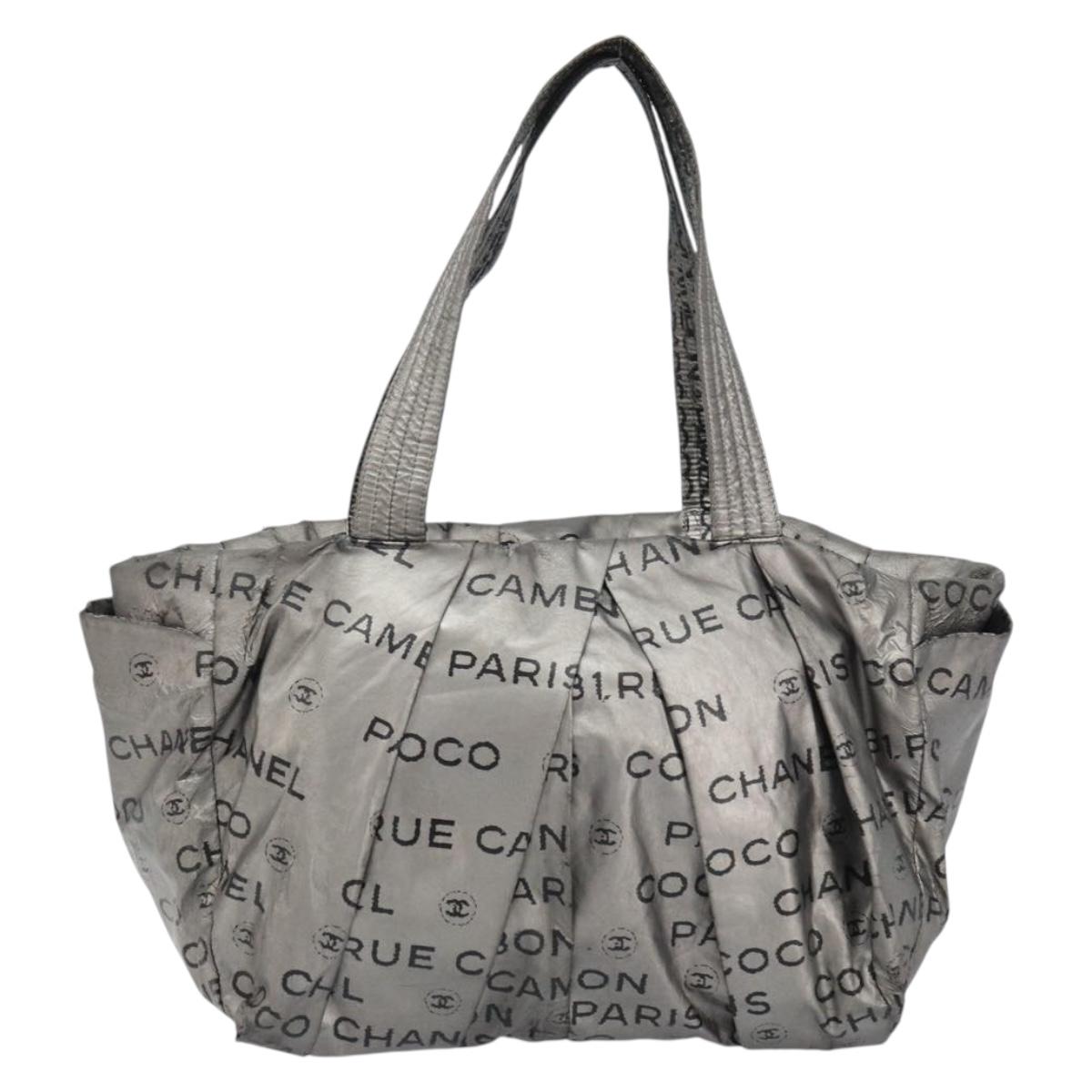 CHANEL Unlimited Tote Bag Nylon Silver CC Auth bs31915