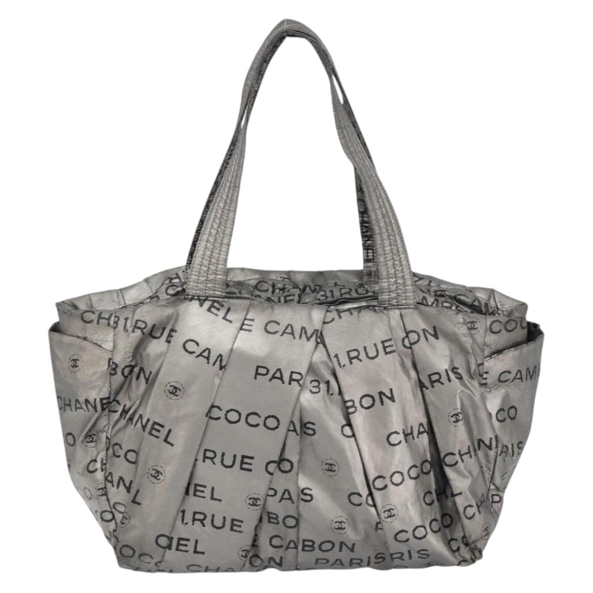 CHANEL Unlimited Tote Bag Nylon Silver CC Auth bs31915
