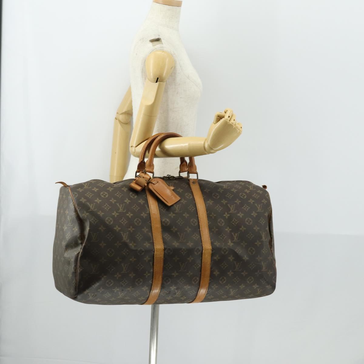 LOUIS VUITTON Monogram Keepall 55 Boston Bag M41424 LV Auth bs31933