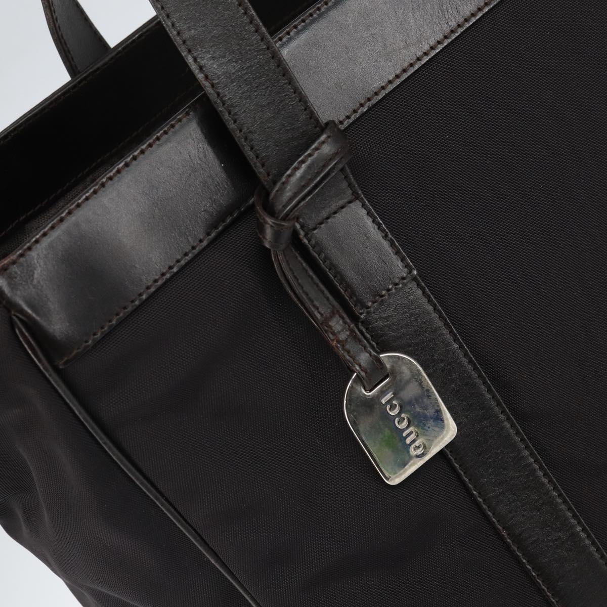 GUCCI Tote Bag Nylon Brown Silver 002 3754 0404 Auth bs31952
