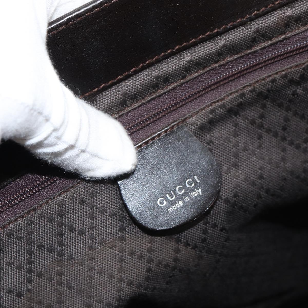 GUCCI Tote Bag Nylon Brown Silver 002 3754 0404 Auth bs31952