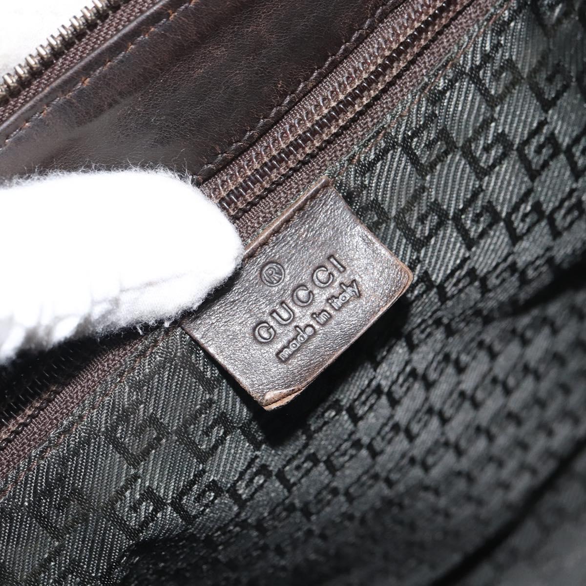 GUCCI Shoulder Bag Canvas Leather Brown Gold 110054 Auth bs31954