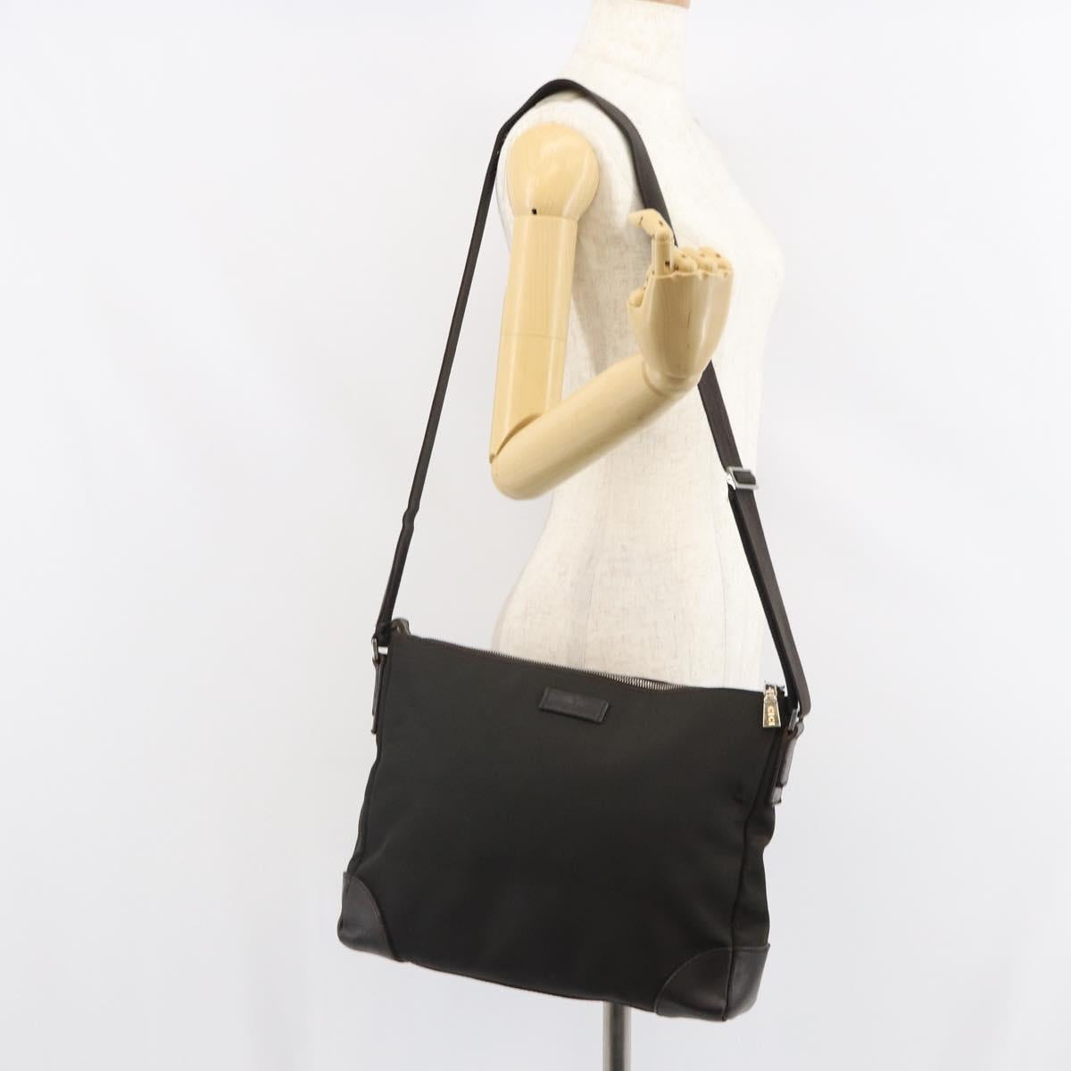GUCCI Shoulder Bag Canvas Leather Brown Gold 110054 Auth bs31954
