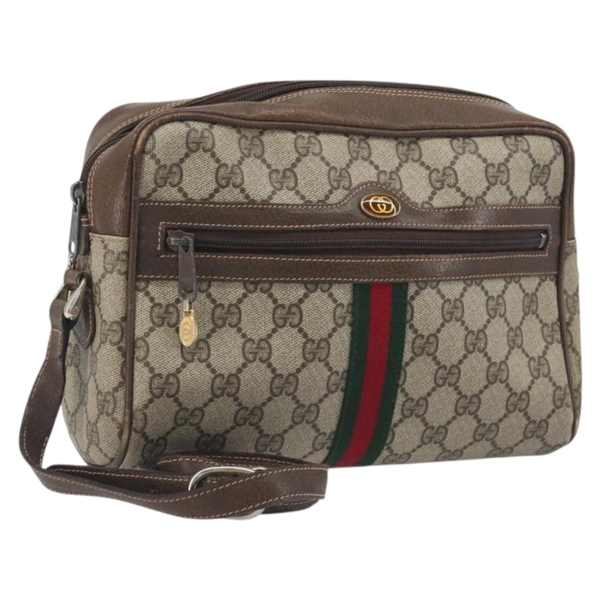 GUCCI GG Supreme Web Sherry Line Shoulder Bag PVC Beige 010 378 Auth bs31955