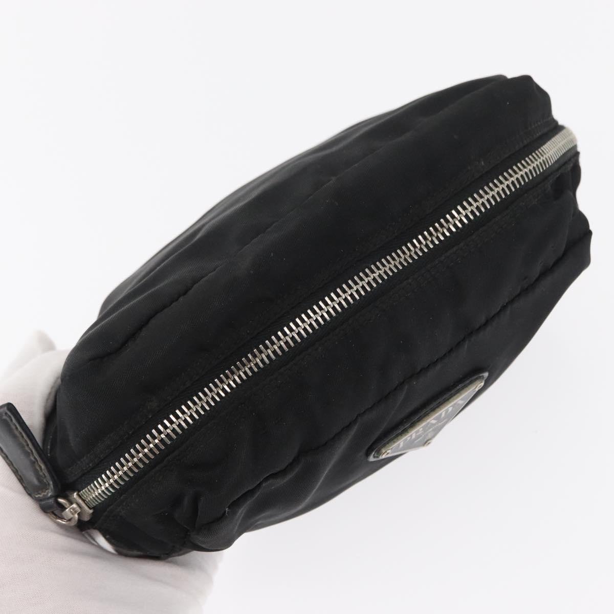 PRADA Pouch Nylon Leather Black Auth bs31960