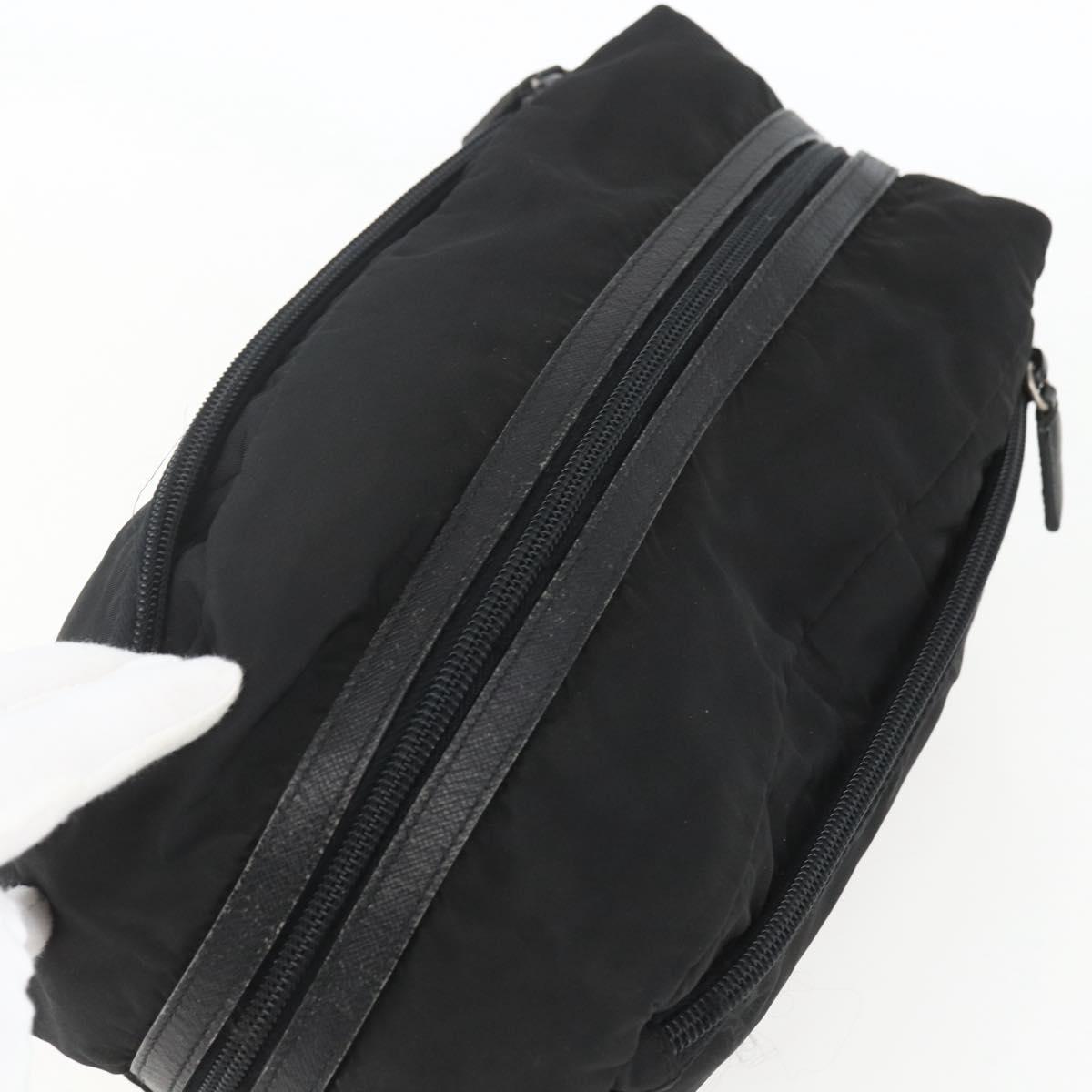 PRADA Pouch Nylon Leather Black Auth bs31961