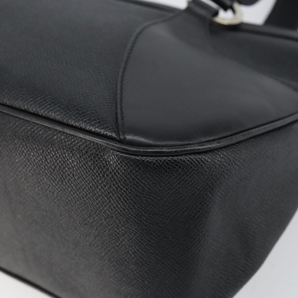 BVLGARI Hand Bag Leather Black Silver Auth bs31966