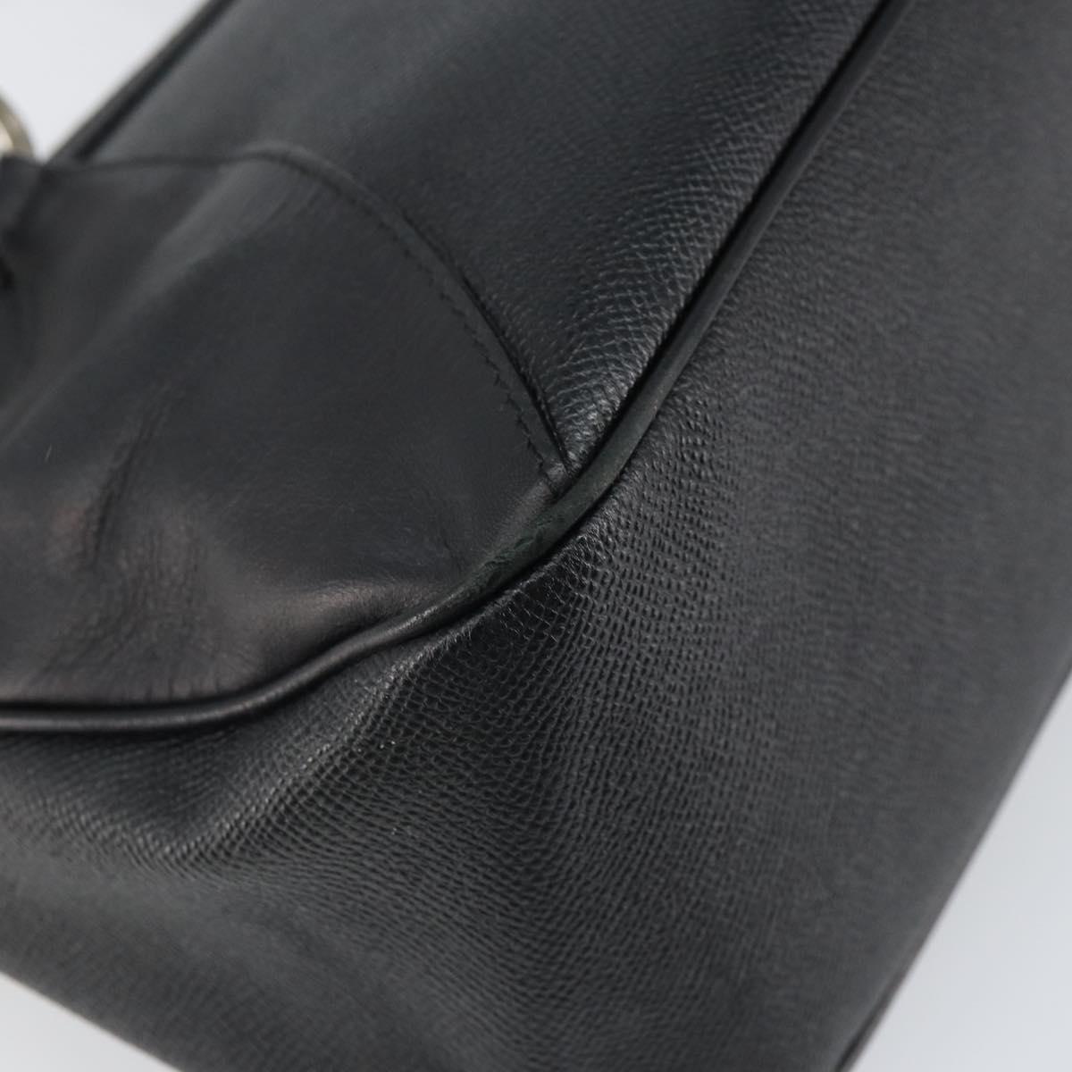BVLGARI Hand Bag Leather Black Silver Auth bs31966