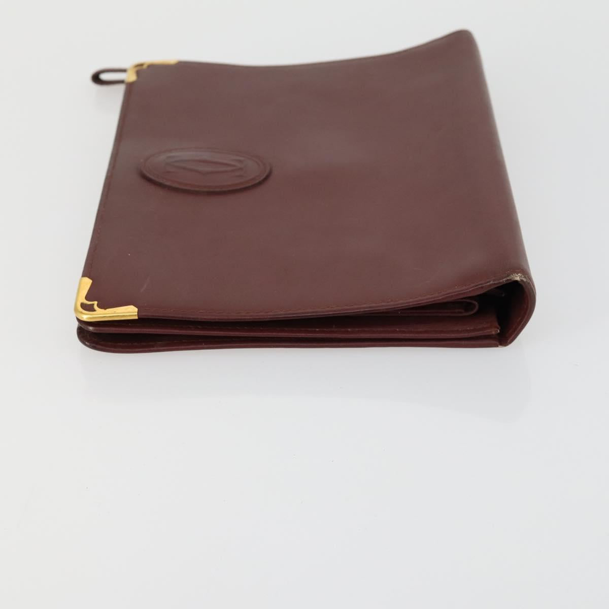 CARTIER Must Line Clutch Bag Leather 2 Set Bordeaux Auth bs31975