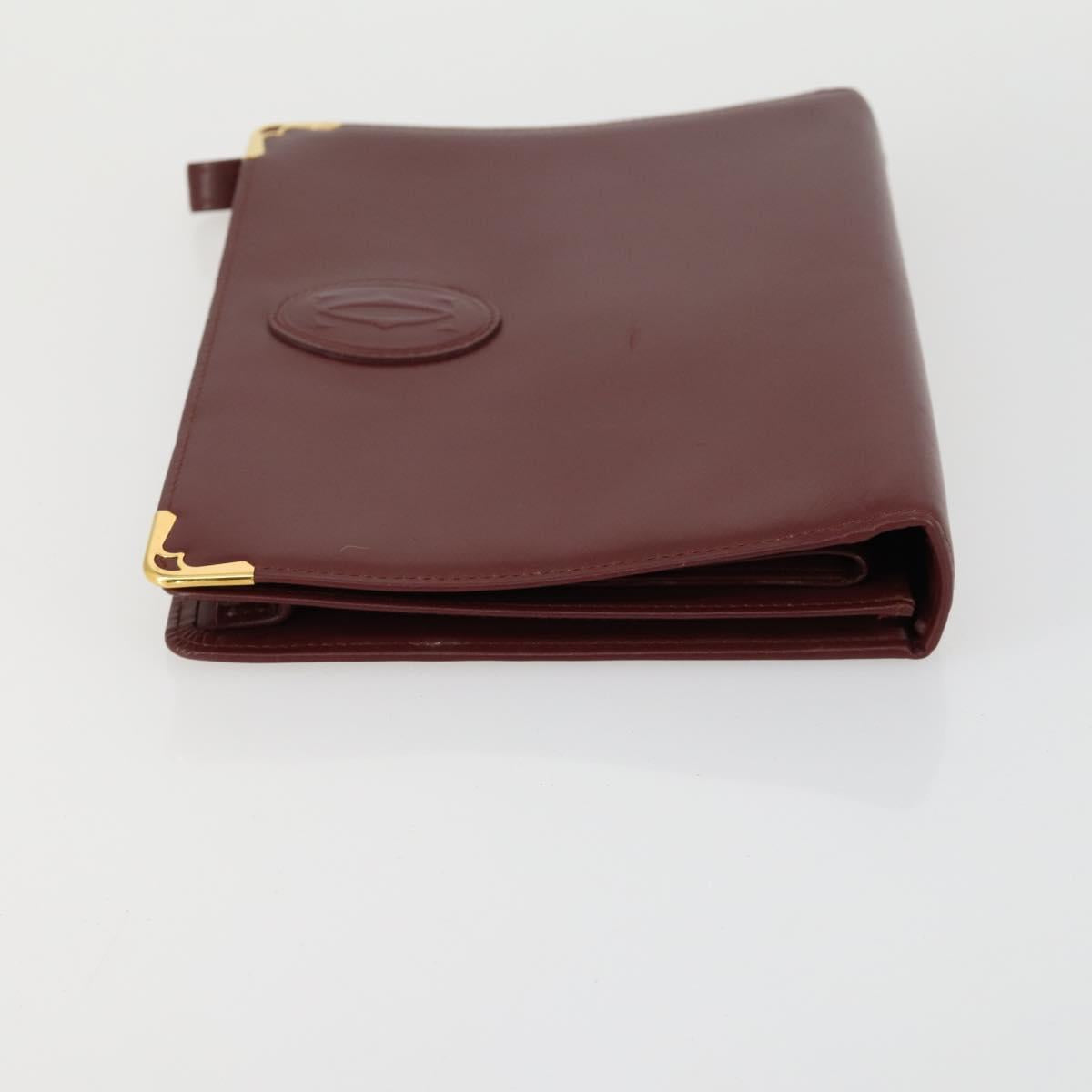 CARTIER Must Line Clutch Bag Leather 2 Set Bordeaux Auth bs31975