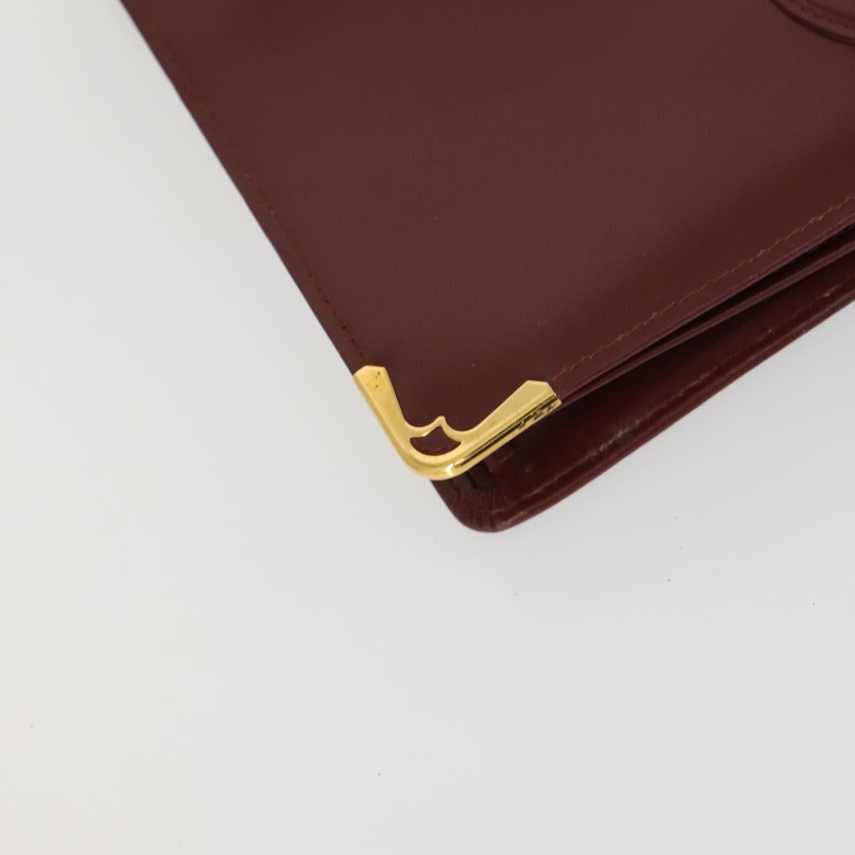 CARTIER Must Line Clutch Bag Leather 2 Set Bordeaux Auth bs31975