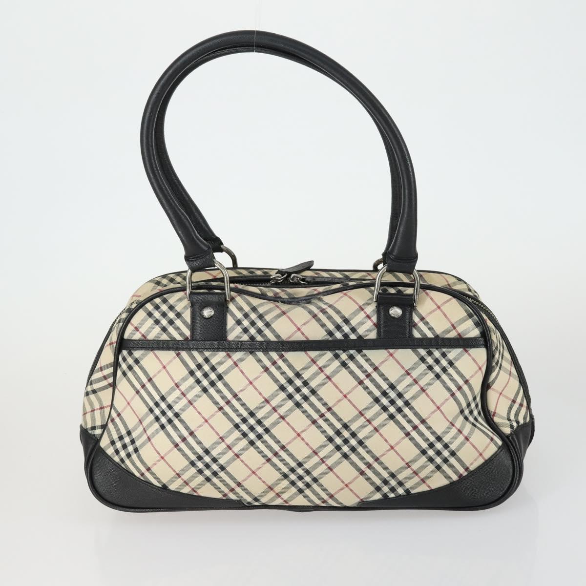BURBERRY Nova Check Boston Bag Canvas Leather 2 Set Beige Auth bs31977