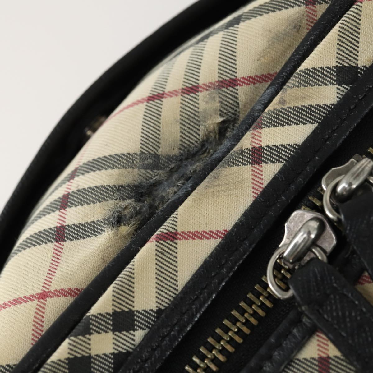 BURBERRY Nova Check Boston Bag Canvas Leather 2 Set Beige Auth bs31977