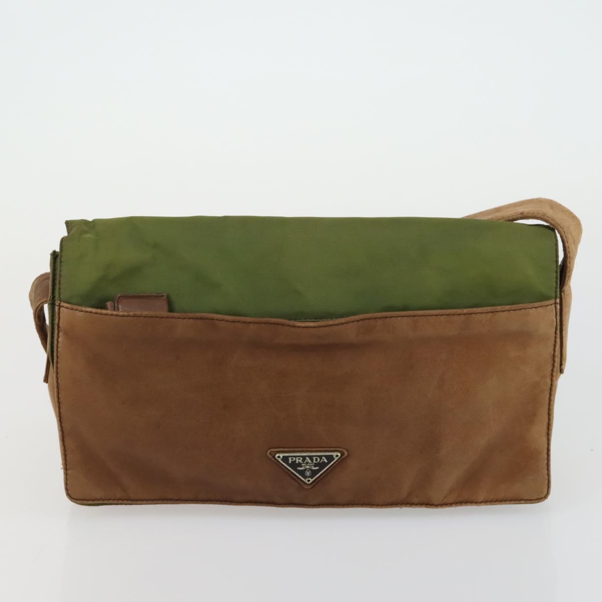PRADA Shoulder Bag Nylon 3 Set Green Brown Auth bs31979