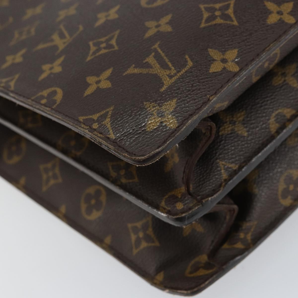 LOUIS VUITTON Monogram Serviette Fermoir Business Bag M53305 LV Auth bs32001