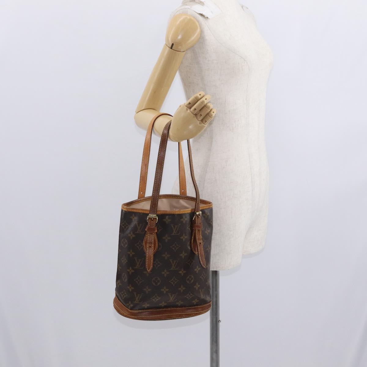 LOUIS VUITTON Monogram Bucket PM Shoulder Bag M42238 LV Auth bs32008